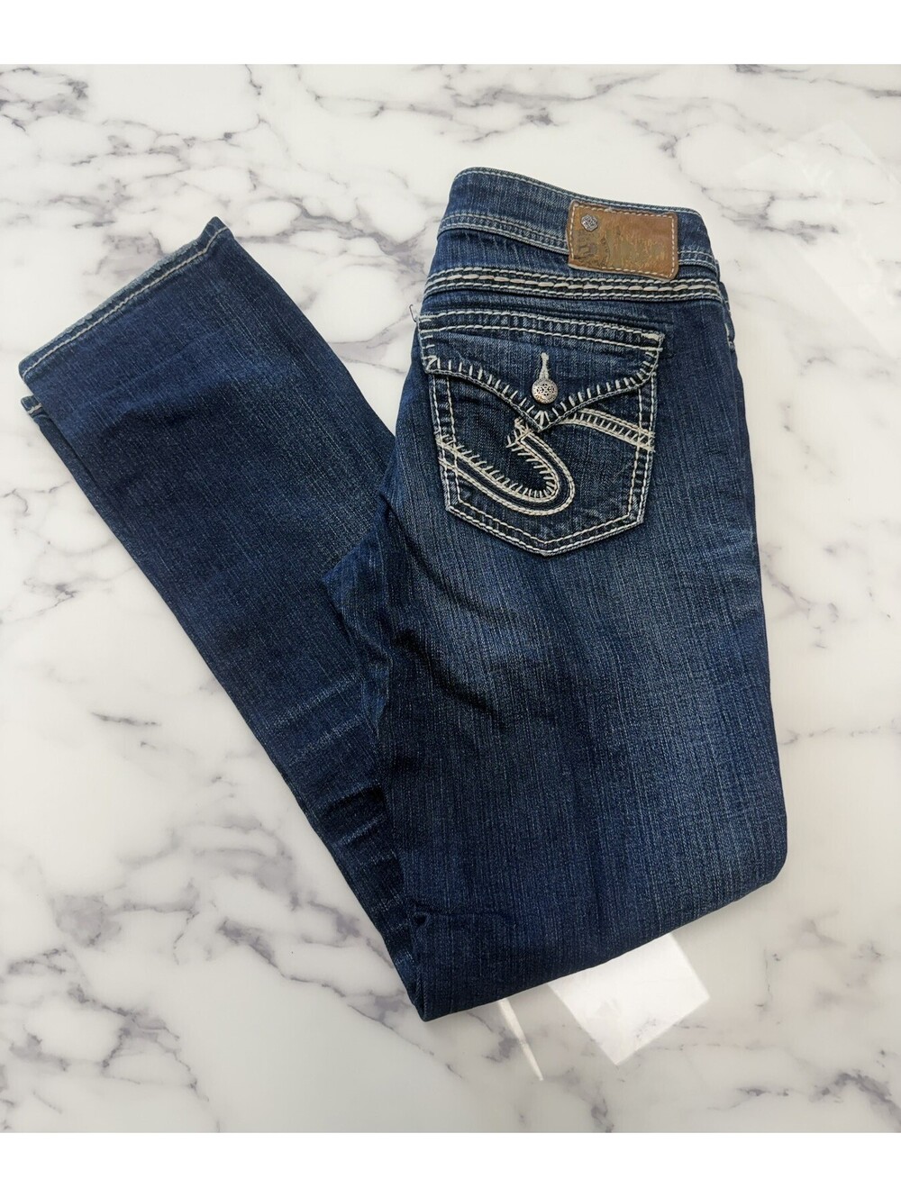 Silver Jeans Company Berkley Flap Dark Wash Denim Jeans Women’s 28W 30L